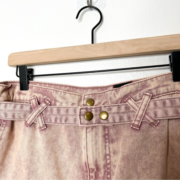 BDG Urban Outfitters Paperbag Cora Belted High Waist Shorts Pink Acid Wash 27 - Picture 8 of 10